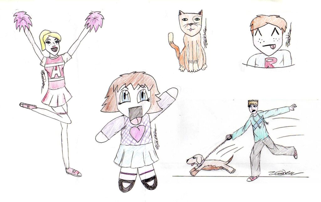 Characters that were drawn by a student from the workshop booklet